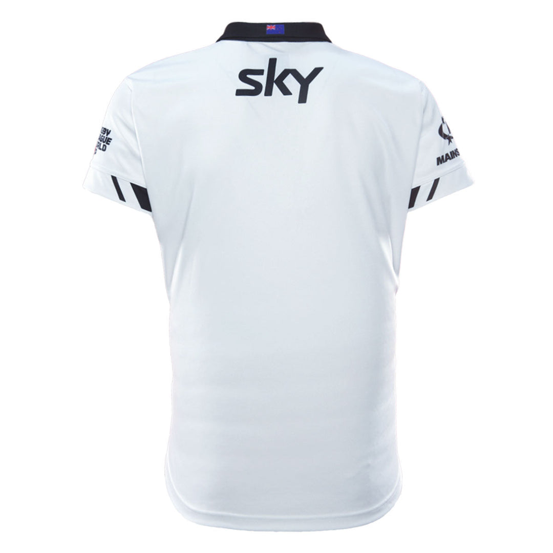 2026 New Zealand Kiwis Away Jersey back view in white with black collar and New Zealand flag