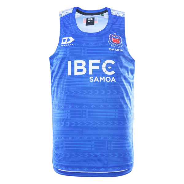 2026 Toa Samoa Training Singlet front in bright blue with Samoa crest