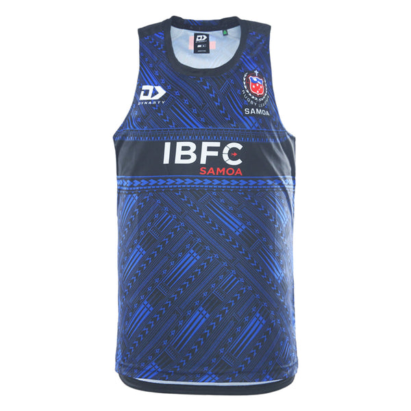 2026 Toa Samoa Black Training Singlet front in black and blue